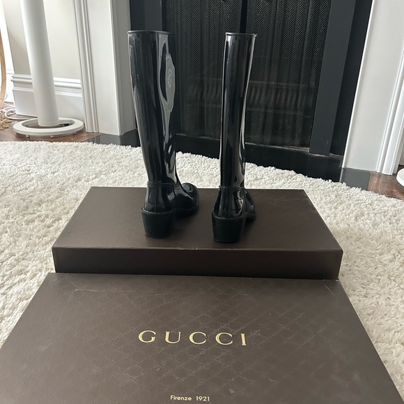 Gucci Black 
Rubber Rain Boots, Women’s EU 35 - Picture 1 of 16